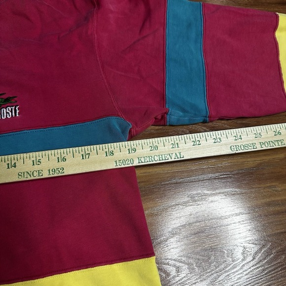 Vintage Izod Lacoste Rugby Polo Shirt Men's Small Teal Colorblock Striped Y2K - Picture 7 of 9